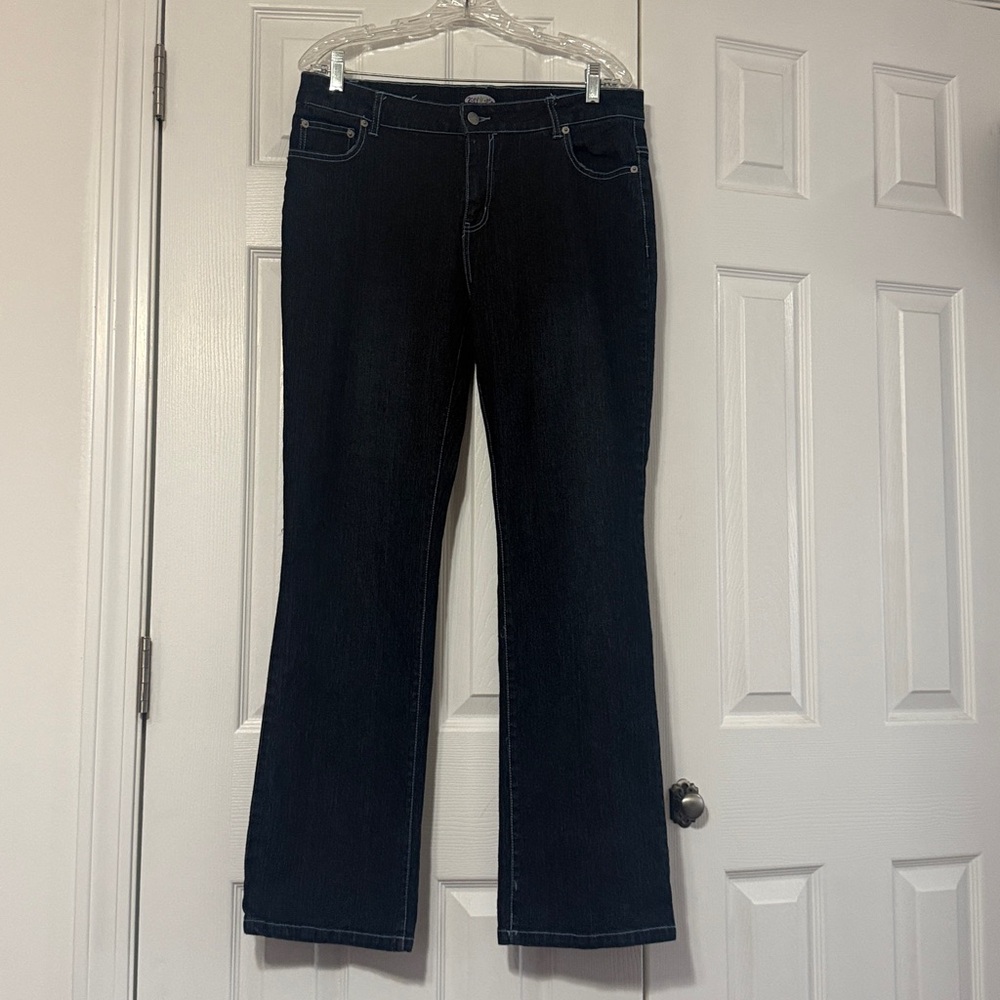 Zoey Beth Women's Dark Wash Blue Jeans with Baby Blue Stitching